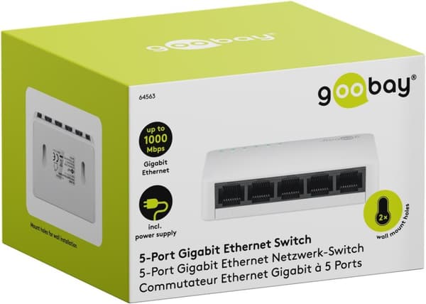 5-porters Gigabit Ethernet nettverkssvitsj
