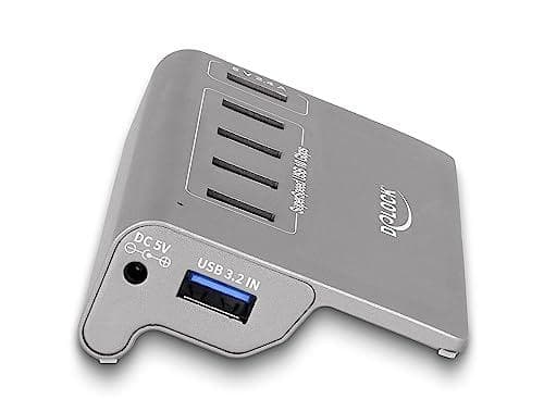 Delock USB 10 Gbps -keskitin, jossa on 4 USB Type-A -porttia + 1 pikalatausportti sis. virtalähde (64182)