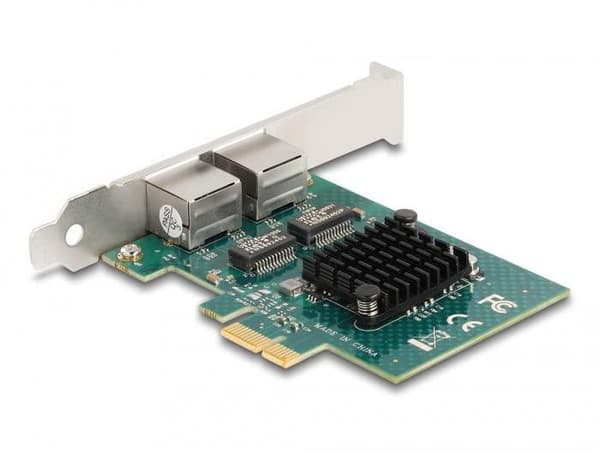 DeLOCK PCI Express x1-kort till 2 x RJ45 Gigabit LAN BCM - PCIe - RJ-45 - PCIe 2.0 - Grå - PC - Aktivitet - Länk (88206) Grå