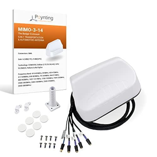 Poynting · Antennit · 5G/LTE · Auto/laiva · A-MIMO-0003-V2-14 · valkoinen · SMA (M) · 6,2 dBi · SMA-uros · 2 metrin kaapeli Â· IP67 (A-MIMO-0003-V2) -