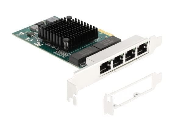 DeLOCK PCI Express x1-kort till 4 x RJ45 Gigabit LAN BCM - PCIe - RJ-45 - PCIe 2.0 - Grå - PC - Aktivitet - Länk (88207)
