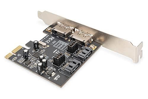 Digitus SATA III PCI Express -kortti - 2-porttinen - PCIe - SATA - Uros - Täyskorkea / matalaprofiilinen - PCIe 2.0 - Musta - Hopea (DS-30105)