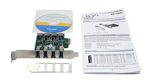 EXSYS GmbH PCIe USB 3.2 Gen 1-kort med 4 portar (VIA-chipset) (EX-11044)