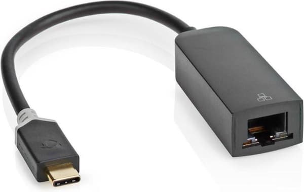 Nedis USB-nätverksadapter, USB 3.2 Gen 1 - 1000 Mbps, 0,2 m - USB-C™ hane - RJ45 hona - 0,20 m - Rund - Guldpläterad - Förtennad koppar - Antracit (CC