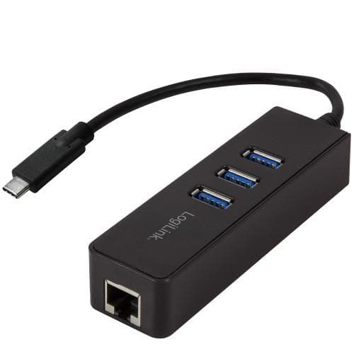 USB-C 3-Port Hub Gigabit RJ45 Svart