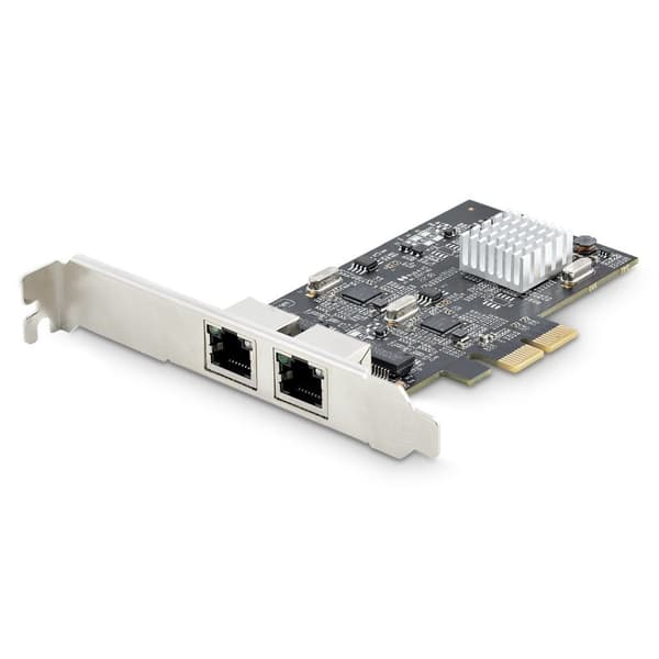 StarTech.com 2-portars 2,5 Gbps NBASE-T PCIe nätverkskort, Intel I225-V, tvåports datornätverkskort, multi-gigabit NIC, PCI Express Server LAN-kort, D Svart