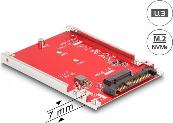 Delock - Interfaceadapter - M.2 - PCIe 4.0 x4 (NVMe) - U.3 (64228) Rød