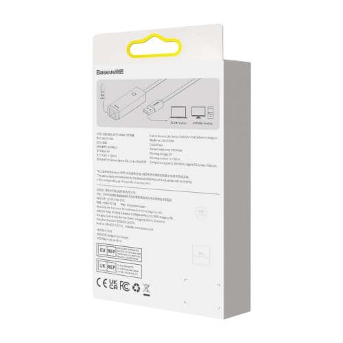 ADAPTOR RETEA Baseus Lite, USB 2.0 to RJ-45 10/100 Mbps Adapter, LED, negru "WKQX000001" (timbru verde 0.18 lei)  - 6932172606022