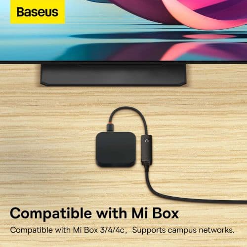 ADAPTOR RETEA Baseus Lite, USB 2.0 to RJ-45 10/100 Mbps Adapter, LED, negru "WKQX000001" (timbru verde 0.18 lei)  - 6932172606022