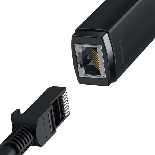 ADAPTOR RETEA Baseus Lite, USB 2.0 to RJ-45 10/100 Mbps Adapter, LED, negru "WKQX000001" (timbru verde 0.18 lei)  - 6932172606022