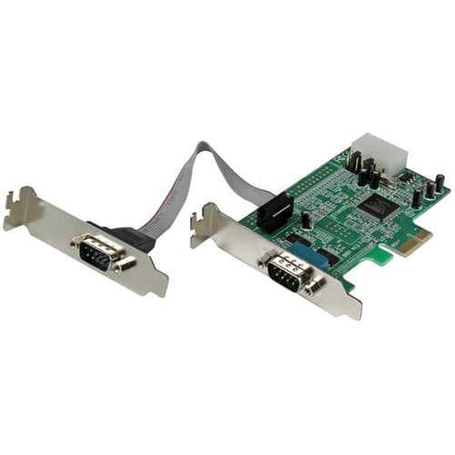 StarTech.com 2 Port Low Profile Native RS232 PCI Express Serial Card with 16550 UART - PCIe RS232 - PCI-E Serial Card (PEX2S553LP) - serial adapter - Grön