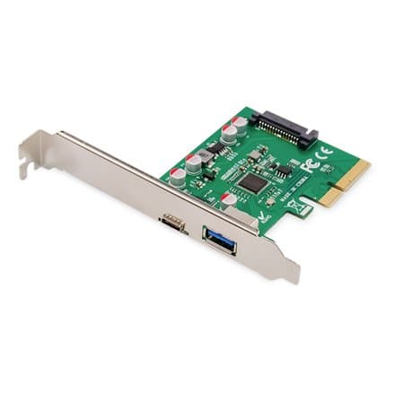 Digitus | PCIe card, USB-C 3.1 Gen 2, 10Gpbs, USB-A 3.1 | DS-30225 Grønn