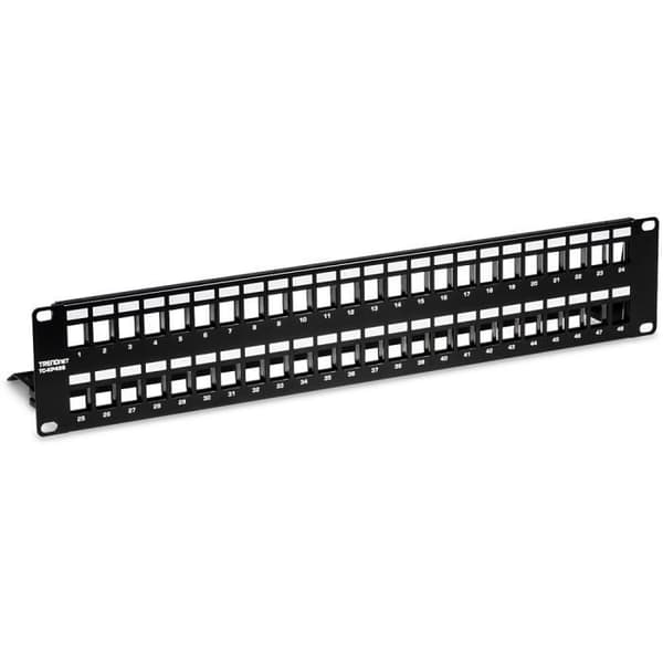 2U HD-skärmad patchpanel - TRENDNET - TC-KP48S - 48 portar - Cat 6A Svart