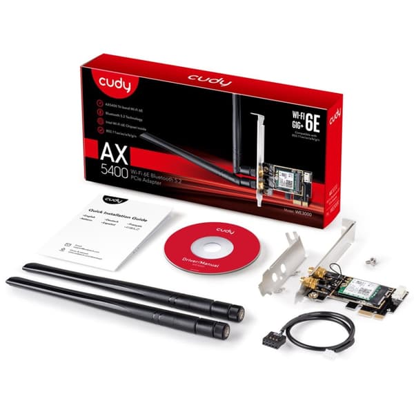 Cudy WE3000 nätverkskort Internt WLAN / Bluetooth 2400 Mbit/s