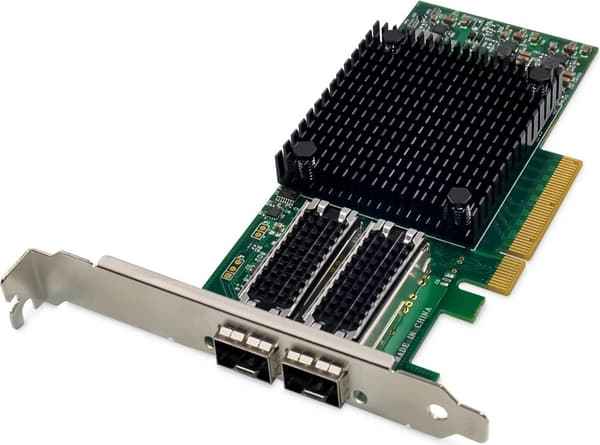 DIGITUS 25 Gigabit Ethernet Server Netværkskort - 2 Port SFP28 - NIC - 1000/10000/25000 Mbps Sort, Grøn