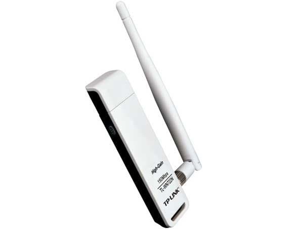 TP-LINK TL-WN722N Wi-Fi USB-kort + 4dBi antenne, b/g/n, 150 Mb/s Sort, Hvid
