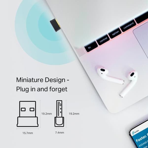 AC600 Mbps Bluetooth 4.2 WiFi-dongel - TP-Link Archer T2UB Nano - 2,4 GHz 200 Mbps, 5 GHz 433 Mbps - Windows 11/10/8.1/8/7