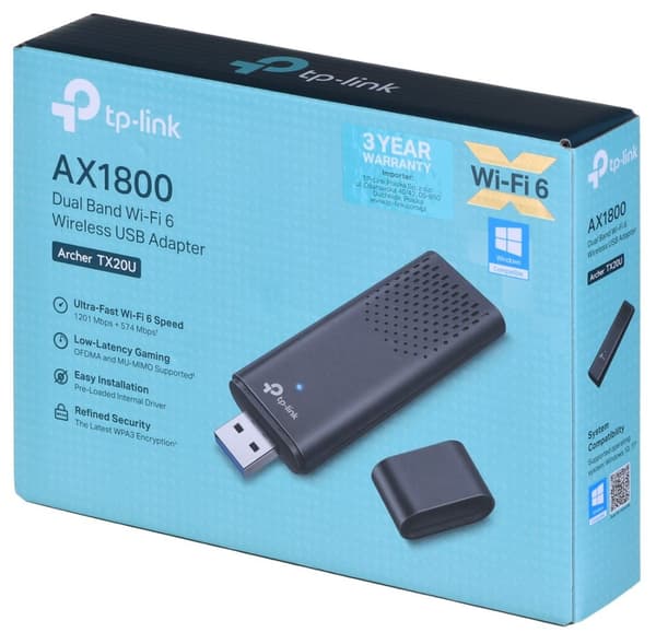 TP-Link Archer AX1800 Dual Band Wi-Fi 6 trådløs USB-adapter