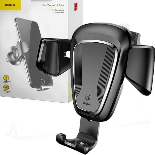 Baseus Gravity Car Mount gravity bilfeste for grill? ventilasjonslufttilførsel til telefon 4-6 svart (SUYL-01)