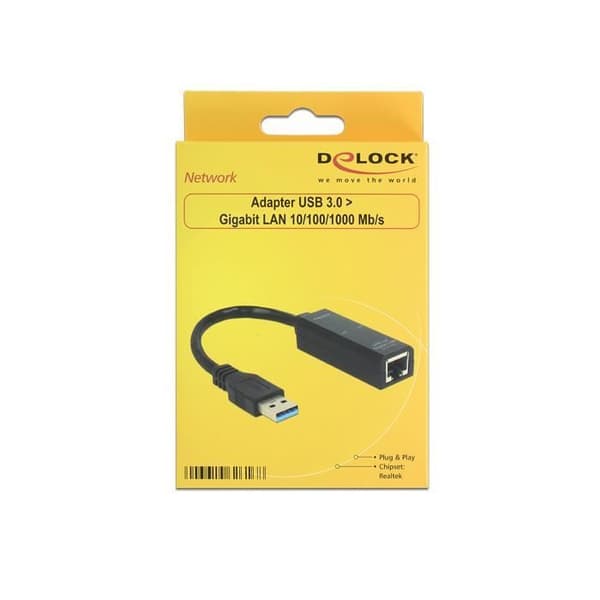 Nätverksadapter - DELOCK - 62616 - USB 3.0 - Gigabit Ethernet - Drivs av USB