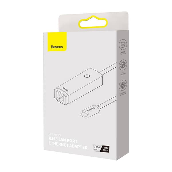 Netværksadapter Baseus Lite Series USB-C til RJ45 (sort)