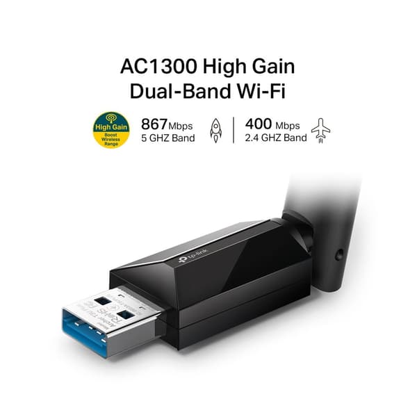 TP-LINK Archer T3U PLus USB 3.0 802.11 ac/n nätverkskort Svart