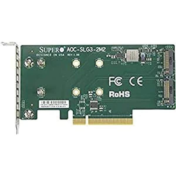 Gränssnittskort och adapter - Supermicro - AOC-SLG3-2M2 - PCIe 3.0 - M.2 - Låg profil Grön