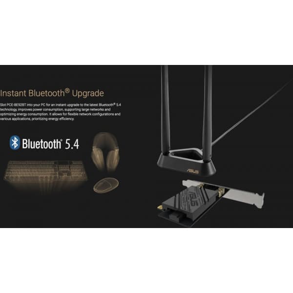 Asus PCE-BE92BT Tri-band PCI-E-WiFi 7-adapter och Bluetooth 5.4-adapter