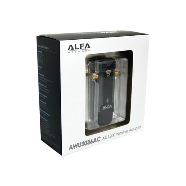 ALFA AWUS036AC USB 3.0 nätverksadapter - Svart - 867 Mbits/s - 2,4 GHz, 5 GHz