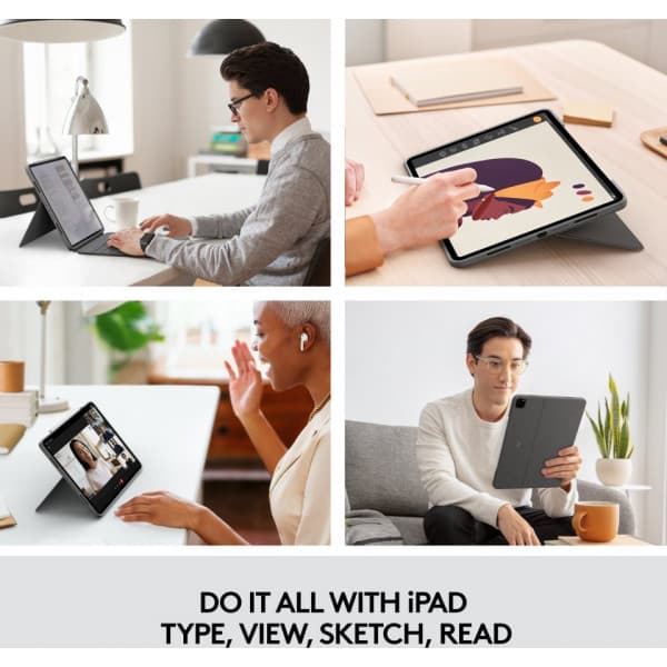 Logitech Combo Touch -tangentbord/skyddsfodral, 12,9" iPad Pro (5:e och 6:e generationen)