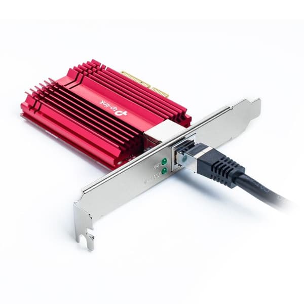 10 Gigabit PCIe nätverkskort - TP-Link TX401 - Låg latens - Kompatibel med Windows 11/10/8.1/8/7 Röd