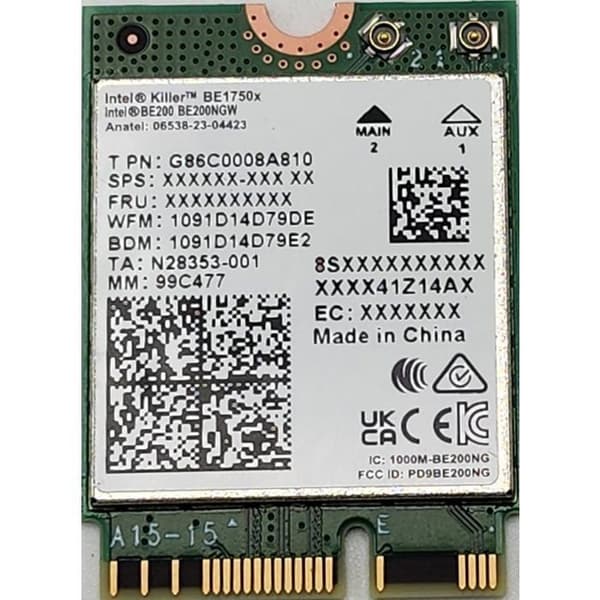 Wi-Fi-kort - Intel - Killer BE200 - Wi-Fi 7 - 5,8 Gbit/s - ultralåg latens
