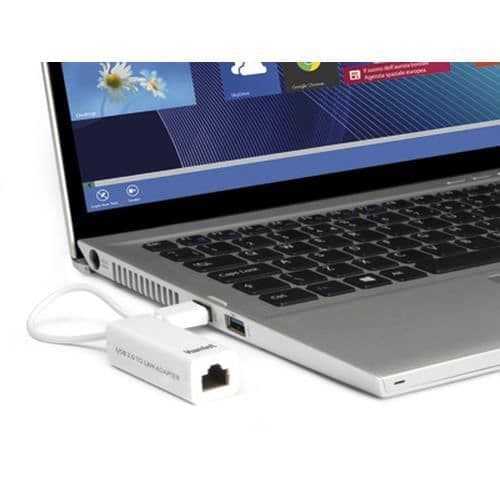 Nätverksadapter - HAMLET - HNU2F100 - USB - Ethernet - 100 Mbit/s - Vit