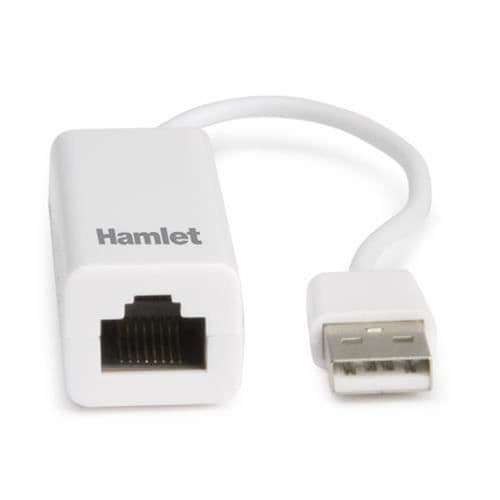 Nätverksadapter - HAMLET - HNU2F100 - USB - Ethernet - 100 Mbit/s - Vit