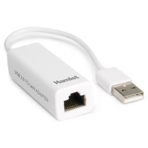 Nätverksadapter - HAMLET - HNU2F100 - USB - Ethernet - 100 Mbit/s - Vit Vit