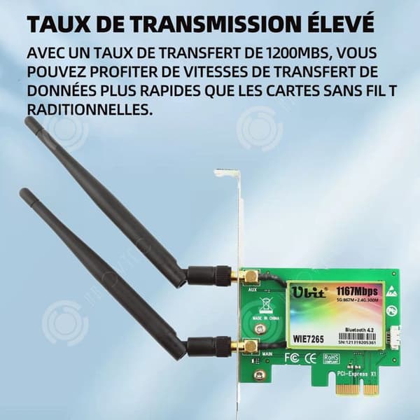 INN wifi-kort 1200mbs wlan dual band gigabit wifi-adapter kompatibel med alla pc inbyggda bluetooth 4.0 stabil anslutning