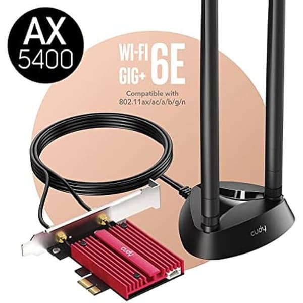 WiFi 6E-adapter - Cudy - WE4000 - AX5400 - Bluetooth 5.3 - Tri-Band - Kylfläns
