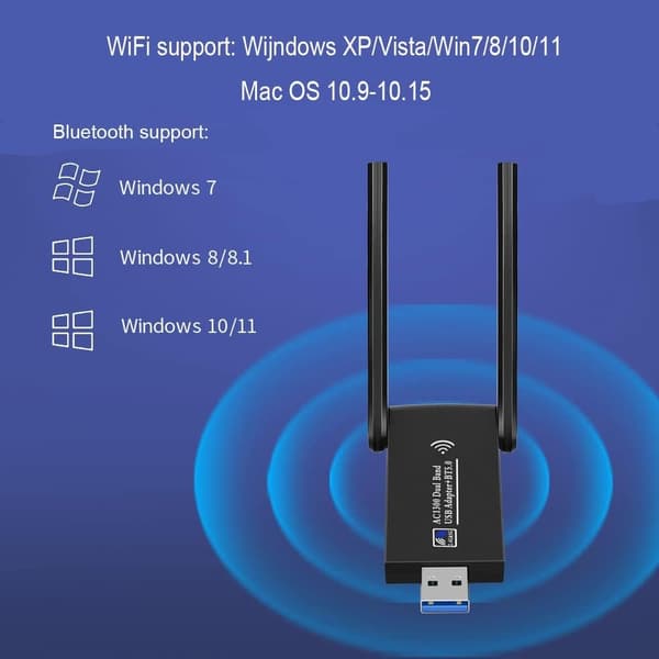 NÖRDIC WIFI6 Bluetooth 5.0 trådlös USB3.0 adapter Dual Band 2.4/5.8Ghz 1300Mbps