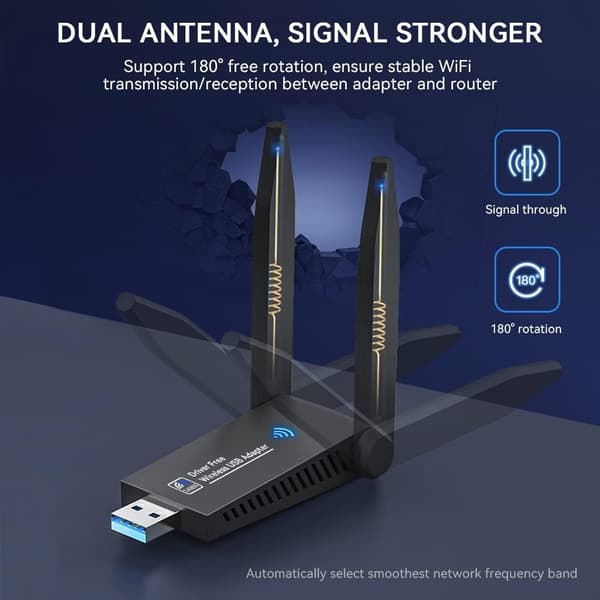 NÖRDIC WIFI6 Bluetooth 5.0 trådlös USB3.0 adapter Dual Band 2.4/5.8Ghz 1300Mbps