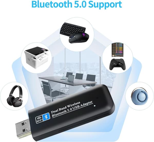 NÖRDIC WIFI6 Bluetooth 5.0 trådlös USB3.0 adapter Dual Band 2.4/5.8Ghz 1300Mbps
