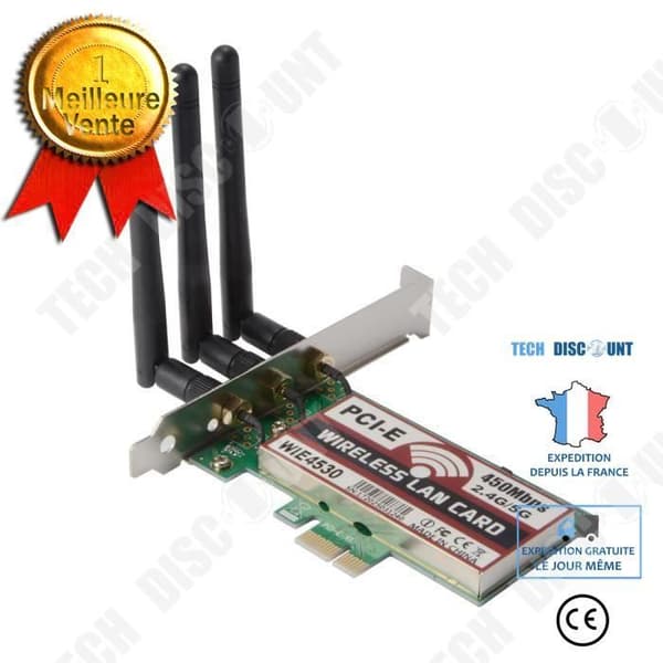 TD® 3st LAN-antenn PCI-E Express 450Mbps trådlöst wifi-kort för Windows 7-8-10-XP AC990