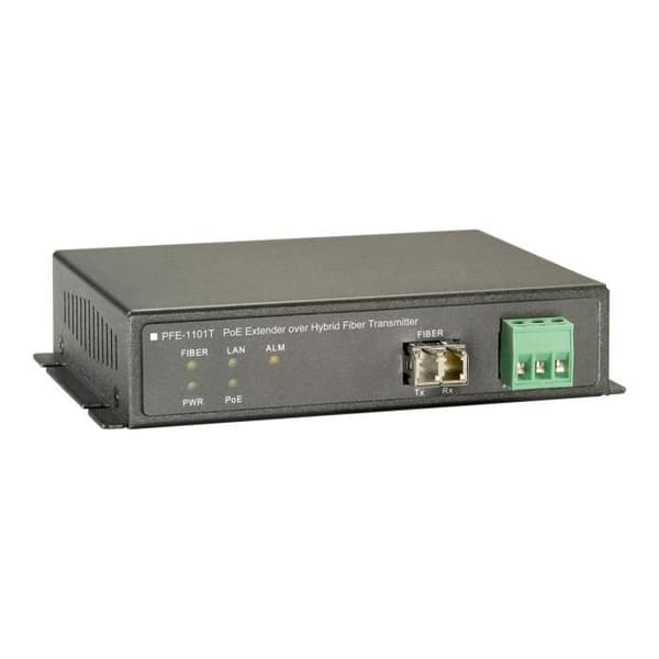 LevelOne PFE-1101T PoE Extender över hybridfiber, sändare, 120W Network Extender 100Mb LAN upp till 2 km Svart