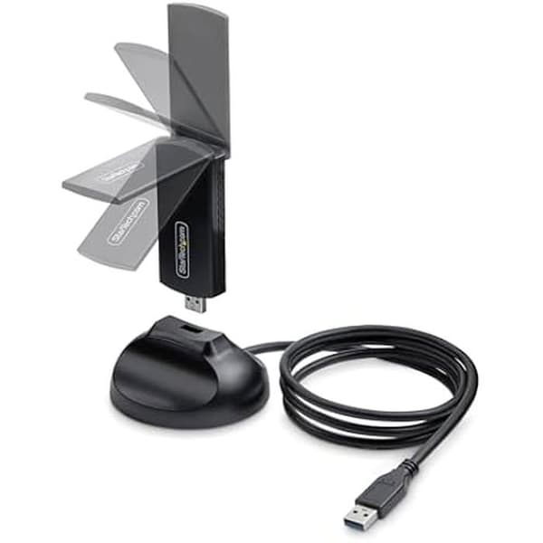 StarTech.com USB WiFi 6E för Stationär/Portabel Dator, Trådlöst Nätverkskort med Fällbar Antenn, WiFi 6E Dongle för