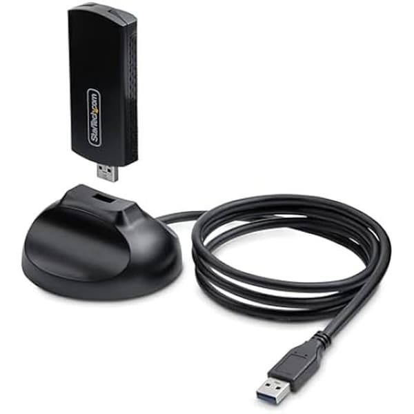 StarTech.com USB WiFi 6E för Stationär/Portabel Dator, Trådlöst Nätverkskort med Fällbar Antenn, WiFi 6E Dongle för
