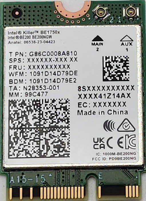 Wi-Fi-kort - Intel - Killer BE200 - Wi-Fi 7 - 5,8 Gbit/s - ultralåg latens