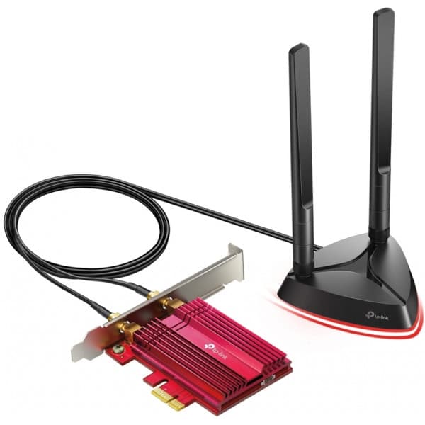 TP-LINK Archer TX3000E Dubbelfrekvens PCI-E WiFi 6-adapter och Bluetooth 5.0-adapter Svart, Röd