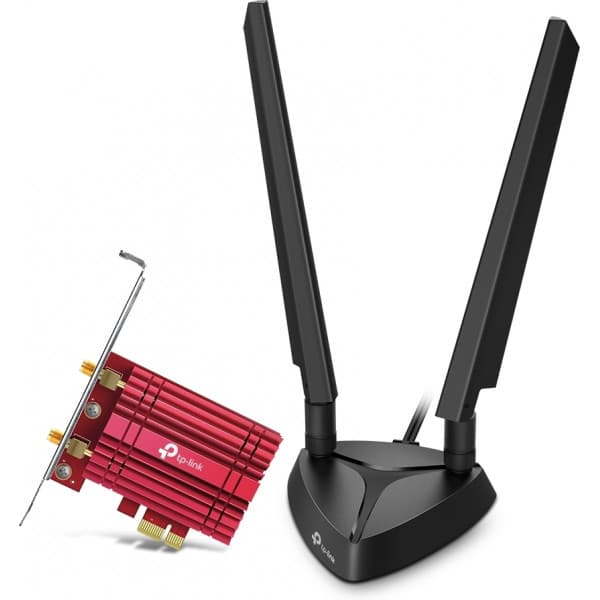 TP-LINK Archer TXE75E Tri-band WiFi 6E PCI-E-adapter och Bluetooth 5.2-adapter Svart, Röd
