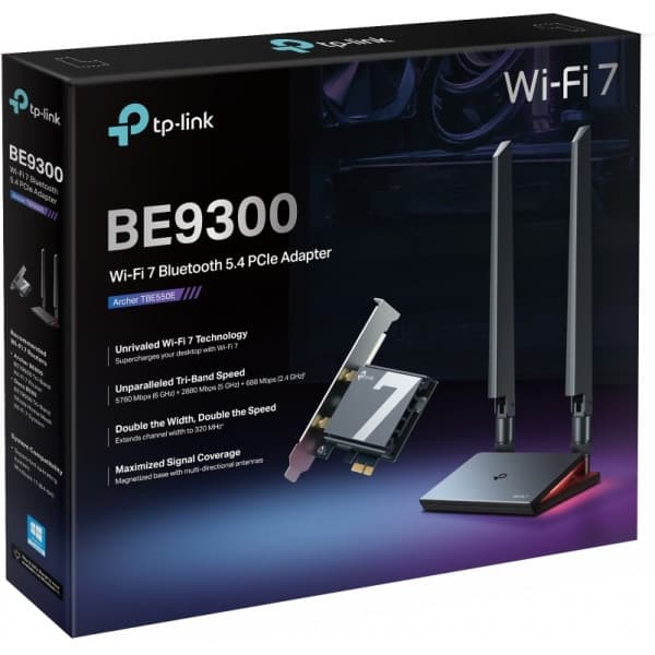 TP-LINK Archer TBE550E WiFi 7-adapter och Bluetooth 5.4 PCIe-adapter