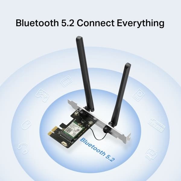 MERCUSYS WiFi 6 PCIe WiFi-kort AX3000Mbps - MA80XE - Bluetooth 5.3 Dualband - Intel Wi-Fi 6E-chipset - WPA3, MU-MIMO - Windows 11/10