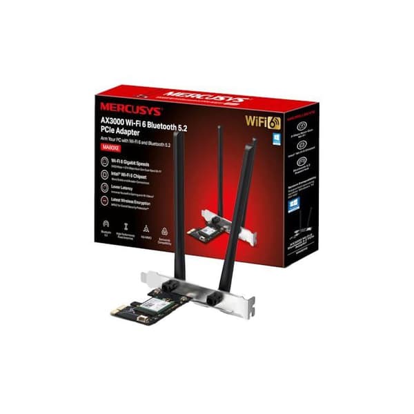 MERCUSYS WiFi 6 PCIe WiFi-kort AX3000Mbps - MA80XE - Bluetooth 5.3 Dualband - Intel Wi-Fi 6E-chipset - WPA3, MU-MIMO - Windows 11/10